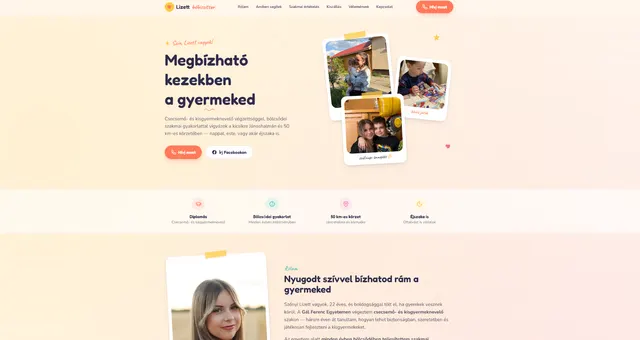 Gyermekfelügyelet weboldalának nyitóképernyője